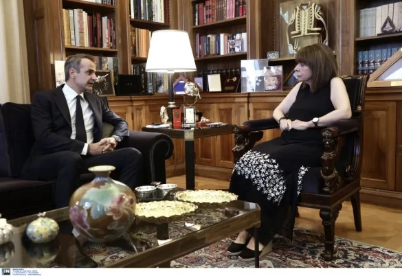 Συνάντηση της Προέδρου της Δημοκρατίας, Αικατερίνης Σακελλαροπούλου, με τον Πρωθυπουργό, Κυριάκο Μητσοτάκη